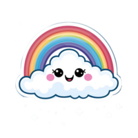 Karikatur Stil süß Regenbogen und Wolke Nein Hintergrund anwendbar zu irgendein Kontext perfekt zum drucken auf Nachfrage Fan-Shop ai generativ png