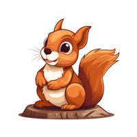 Cartoon Style Cute Squirrel Painting Drawing Illustration No Background Perfect for Print on Demand Merchandise AI Generative png