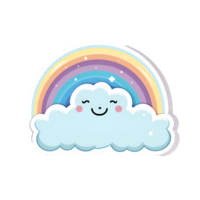 Karikatur Stil süß Regenbogen und Wolke Nein Hintergrund anwendbar zu irgendein Kontext perfekt zum drucken auf Nachfrage Fan-Shop ai generativ png