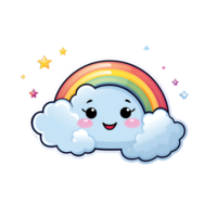 dessin animé style mignonne arc en ciel et nuage non Contexte en vigueur à tout le contexte parfait pour impression sur demande marchandise ai génératif png