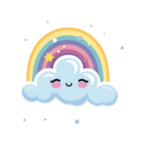 Cartoon Style Cute Rainbow and Cloud No Background Applicable to any Context Perfect for Print on Demand Merchandise AI Generative png