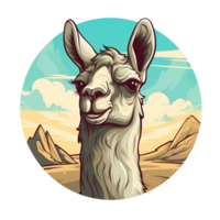 Llama Cartoon Style Logo Painting Drawing Illustration No Background Perfect for Print on Demand Merchandise AI Generative png