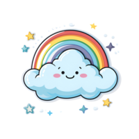 Cartoon Style Cute Rainbow and Cloud No Background Applicable to any Context Perfect for Print on Demand Merchandise AI Generative png