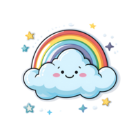 dessin animé style mignonne arc en ciel et nuage non Contexte en vigueur à tout le contexte parfait pour impression sur demande marchandise ai génératif png