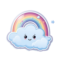 Cartoon Style Cute Rainbow and Cloud No Background Applicable to any Context Perfect for Print on Demand Merchandise AI Generative png