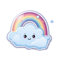 dibujos animados estilo linda arco iris y nube No antecedentes aplicable a ninguna contexto Perfecto para impresión en demanda mercancías ai generativo png