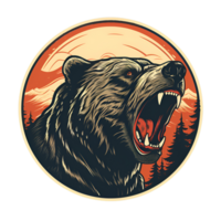 Grizzly Bear Cartoon Style Painting Drawing Illustration No Background Perfect for Print on Demand AI Generative png