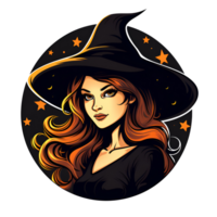 Cartoon Style Witch Halloween Witch Pretty Witch Beautiful Illustration No Background Perfect for Print on Demand Merchandise AI Generative png