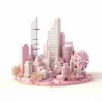 AI GENERATION Sky scraper and stack of coins, Pastel background. 3D rendering. Financial and investment business concepts photo