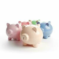 AI GENERATION piggy bank. Pastel background. 3D rendering. Financial and investment business concepts photo
