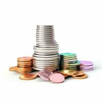 AI GENERATION stack of coins. Pastel background. 3D rendering. Financial and investment business concepts photo