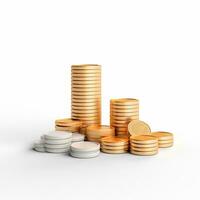 AI GENERATION stack of coins. Pastel background. 3D rendering. Financial and investment business concepts photo