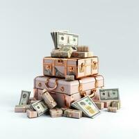 AI GENERATION stack of dollars. Pastel background. 3D rendering. Financial and investment business concepts photo