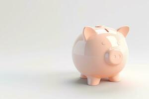 AI GENERATION piggy bank. Pastel background. 3D rendering. Financial and investment business concepts photo