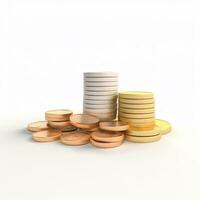 AI GENERATION stack of coins. Pastel background. 3D rendering. Financial and investment business concepts photo