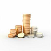 AI GENERATION stack of coins. Pastel background. 3D rendering. Financial and investment business concepts photo