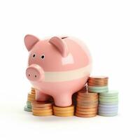 AI GENERATION stack of coins. Pastel background. 3D rendering. Financial and investment business concepts photo