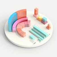 Ai generation 3d isometric business statistics, pie chart and graph. Financial and investment concepts photo