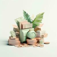 AI generation money tree and coins. Financial and investment concepts photo