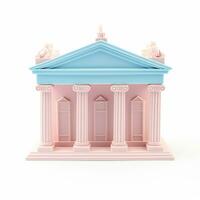 AI generation Bank modern building pink pastel 3D rendering. Financial and investment business concepts photo