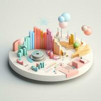 Ai generation 3d isometric business statistics, pie chart and graph. Financial and investment concepts photo