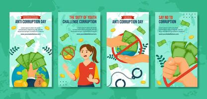 Anti Corruption Day Social Media Stories Flat Cartoon Hand Drawn Templates Background Illustration vector