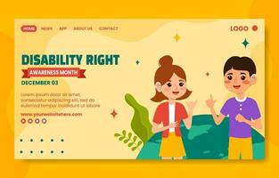 Disability Rights Awareness Month Social Media Landing Page Cartoon Template Background Illustration vector