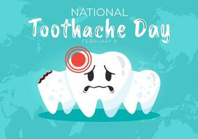 National Toothache Day Vector Illustration on February 9 for Dental Hygiene so as not to Cause Pain from Germs or Bacteria in Flat Background