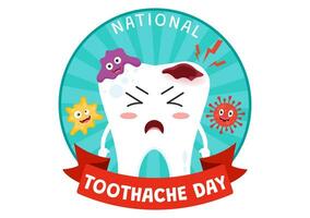 National Toothache Day Vector Illustration on February 9 for Dental Hygiene so as not to Cause Pain from Germs or Bacteria in Flat Background