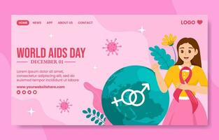 Aids Day Social Media Landing Page Cartoon Hand Drawn Templates Background Illustration vector