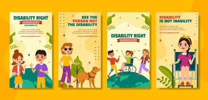 Disability Rights Awareness Month Social Media Stories Flat Cartoon Template Background Illustration vector