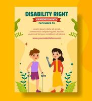 Disability Rights Awareness Month Vertical Poster Flat Cartoon Templates Background Illustration vector