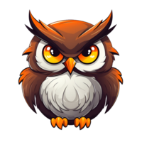 Cartoon Style Owl Painting Drawing Logo Painting Drawing Illustration No Background Perfect for Print on Demand AI Generative png