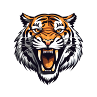 Tigre dibujos animados estilo logo pintura dibujo ilustración Perfecto para impresión en demanda mercancías ai generativo png