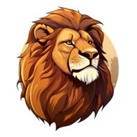 Lion Cartoon Style Logo Painting Drawing Illustration No Background Perfect for Print on Demand Merchandise AI Generative png