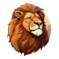 Lion dessin animé style logo La peinture dessin illustration non Contexte parfait pour impression sur demande marchandise ai génératif png