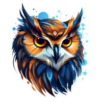 Cartoon Style Owl Painting Drawing Logo Painting Drawing Illustration No Background Perfect for Print on Demand AI Generative png