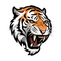 tigre desenho animado estilo logotipo pintura desenhando ilustração perfeito para impressão em exigem mercadoria ai generativo png