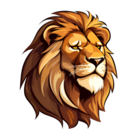 Lion dessin animé style logo La peinture dessin illustration non Contexte parfait pour impression sur demande marchandise ai génératif png