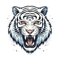 branco tigre desenho animado estilo logotipo pintura desenhando ilustração não fundo perfeito para impressão em exigem mercadoria ai generativo png