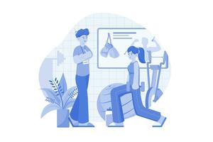 Fitness Coucher Training Woman In Gym vector