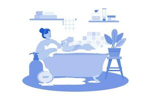 Woman Relaxing At Home Illustration concept on a white background vector