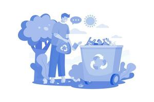 Man Picking Up Trash Illustration concept on a white background vector