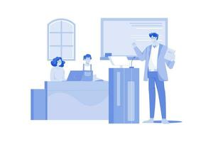 University professor teaching in class vector
