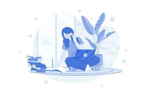 Woman Working At Home vector