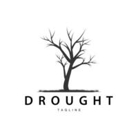 Drought Logo, Dry Tree Logo Design with Simple, Minimalist and Modern Vector Line Style