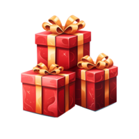 Cartoon Style Christmas Gifts Gift Boxes No Background Perfect for Print on Demand Merchandise AI Generative png