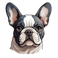 Französisch Bulldogge Hund Hündchen Gemälde Zeichnung Karikatur Stil Logo Illustration Nein Hintergrund perfekt zum drucken auf Nachfrage Fan-Shop ai generativ png