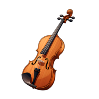 Violin Cartoon Style No Background Perfect for Print on Demand Merchandise AI Generative png