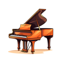 Cartoon Style Piano Illustration No Background Perfect for Print on Demand Merchandise AI Generative png